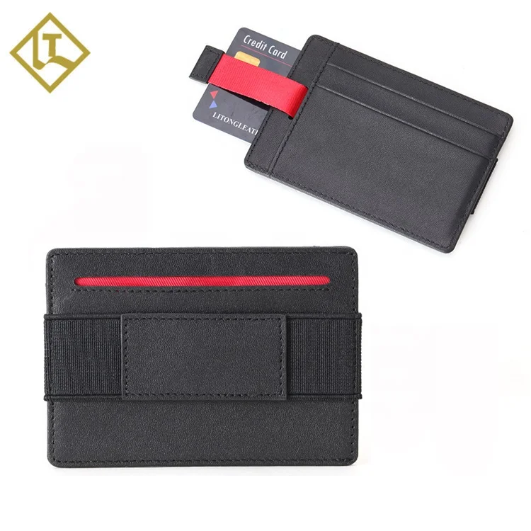 
OEM RFID blocking front pocket minimalistic leather credit card wallet mens slim wallet travel card holder 