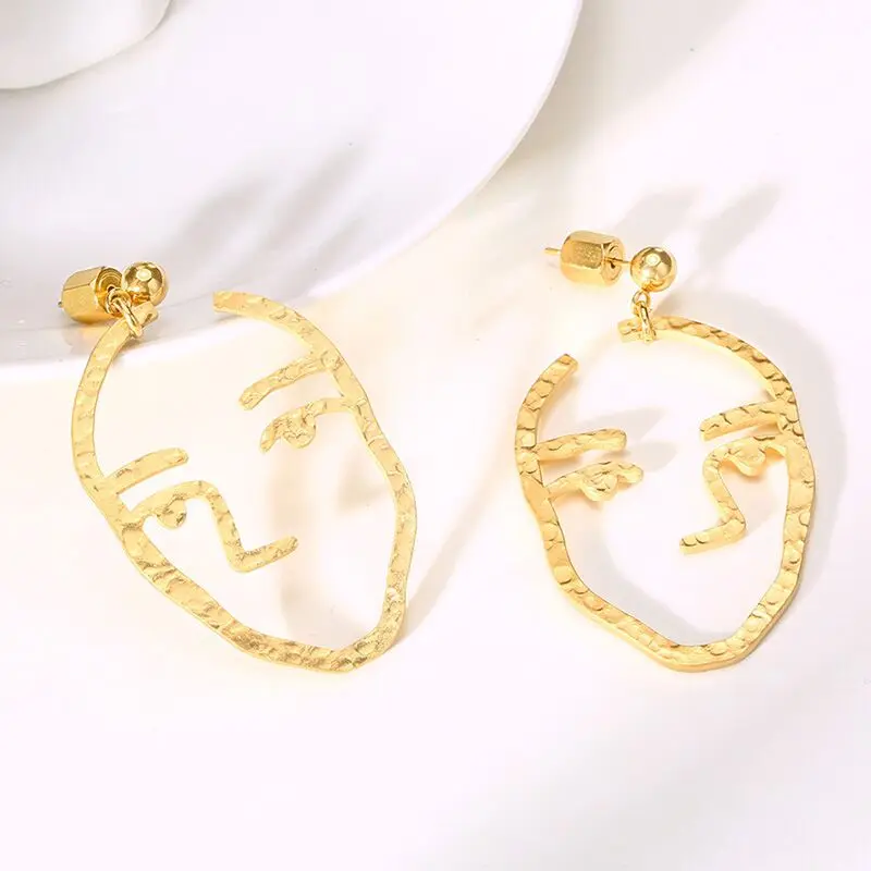 Креативные серьги с изображением лица художественное чувство простые абстрактные Портретные браслеты большие для женщин