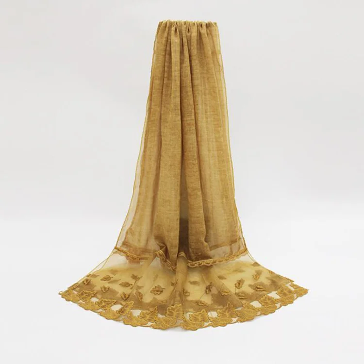 Scarf manufacturers promotional soft long cotton winter lady fashion lace scarf pashmina