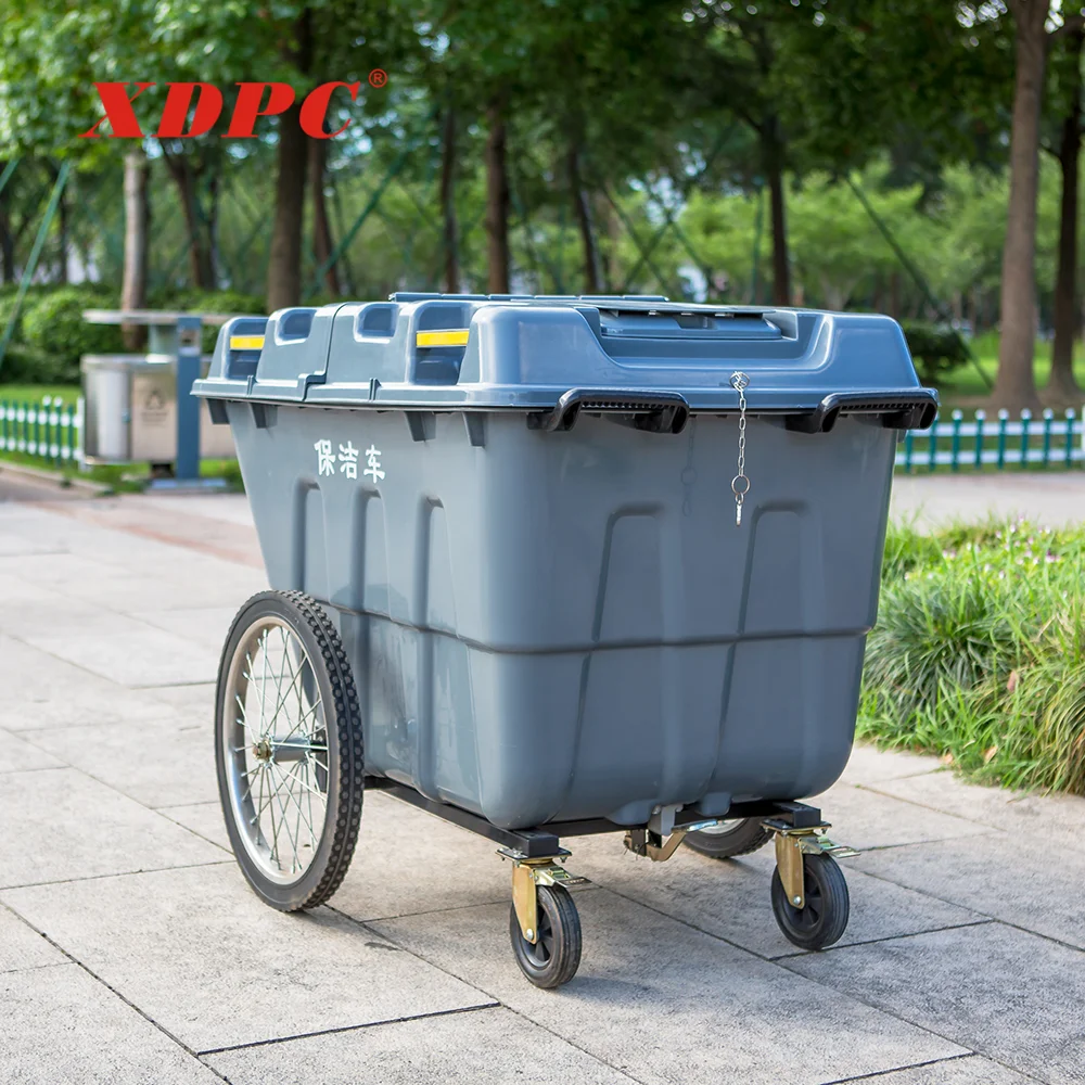 Industry mobile outdoor 400 liter plastic garbage container dustbin cart