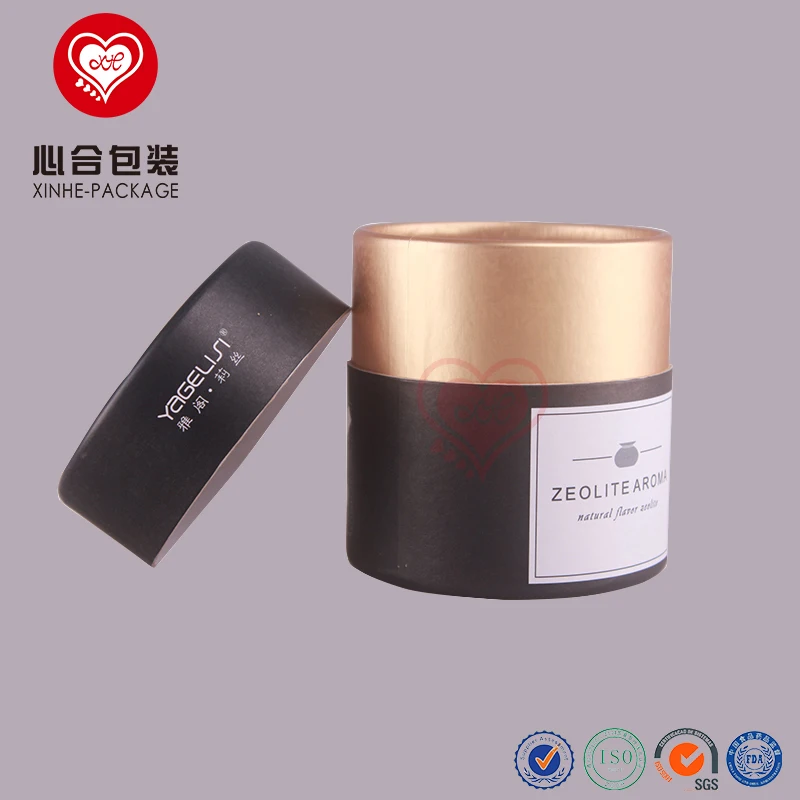 
cardboard tube black cylinder Kraft paper box packaging/paper case packing box with screw lid 