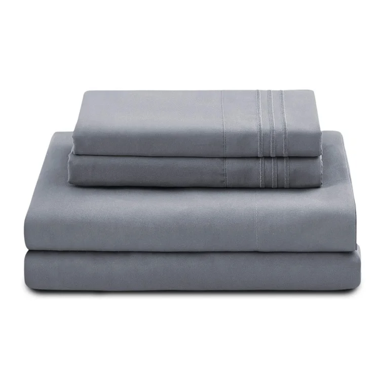 Wholesale Home Textile Queen Size Microfiber Quilted Comfort 4 Piece Fitted Bed Sheet Set