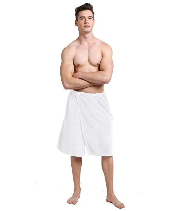 Sunland Men Bath Towel Wrap Wearable Spa Wrap Towel With Pocket