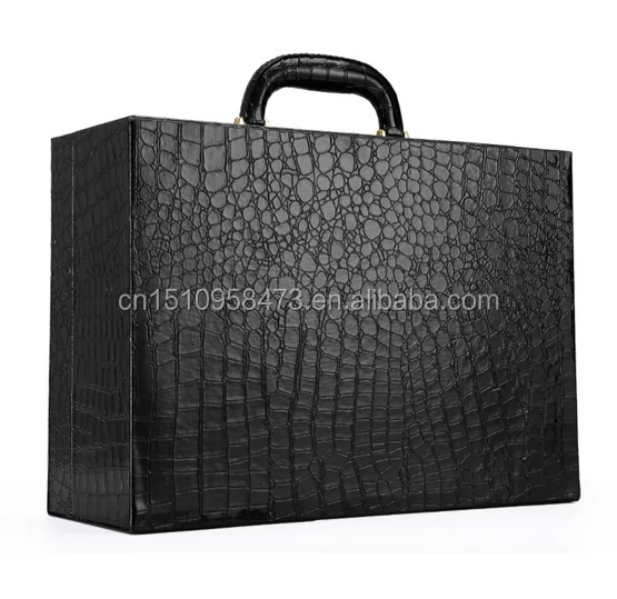 High end travelling wooden box leather cover suitcase with golden handle