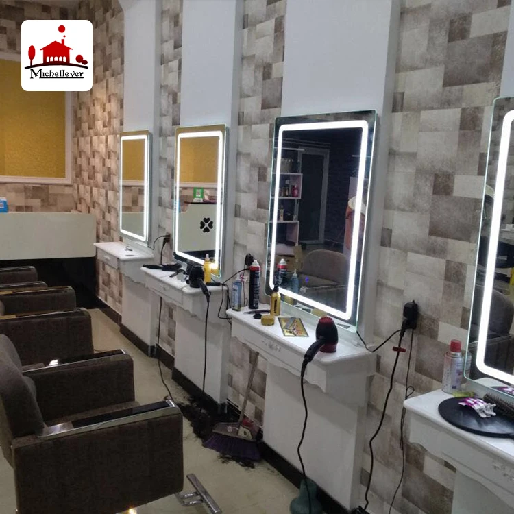 
beauty hair salon furniture equipment mirror station styling mirror haridresser salon led station mirrors with led light 