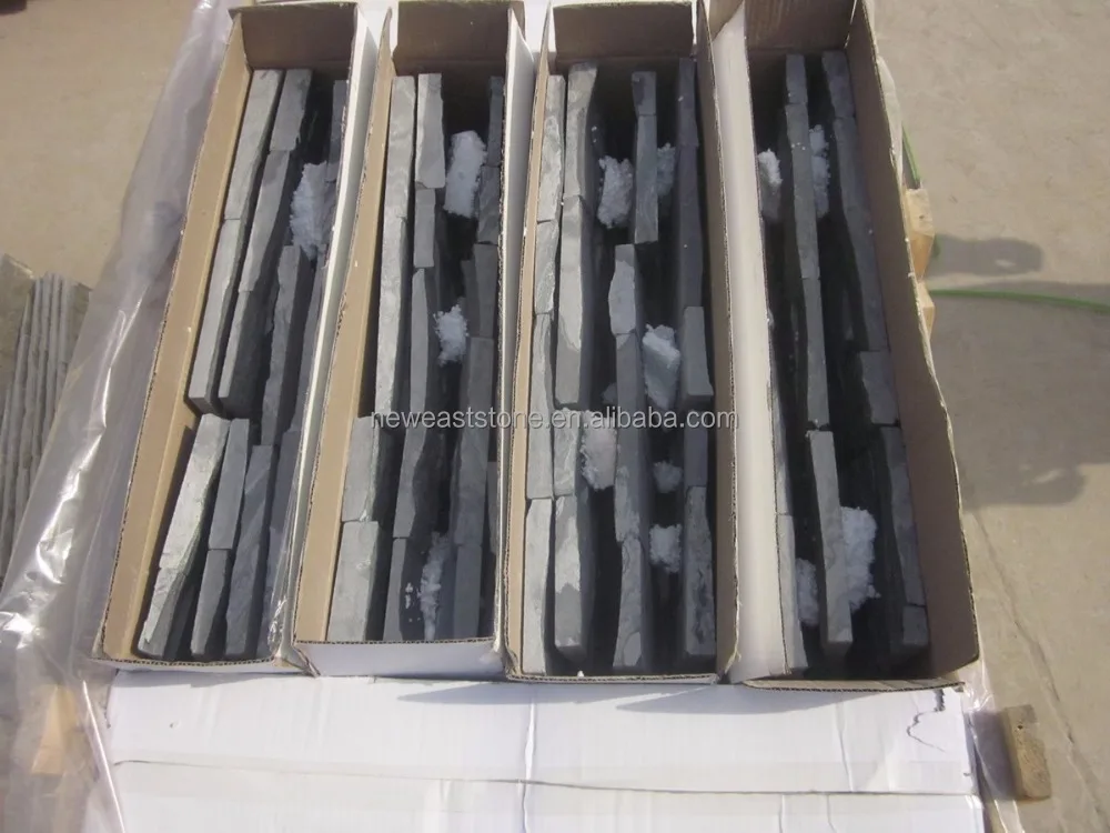 Charcoal Random Black Quartzite Slate Stacked Ledge Decorative Stone for walls