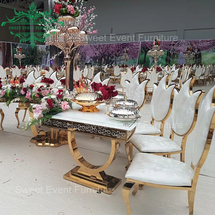 Lotus Back golden modern throne chairs for luxury wedding style