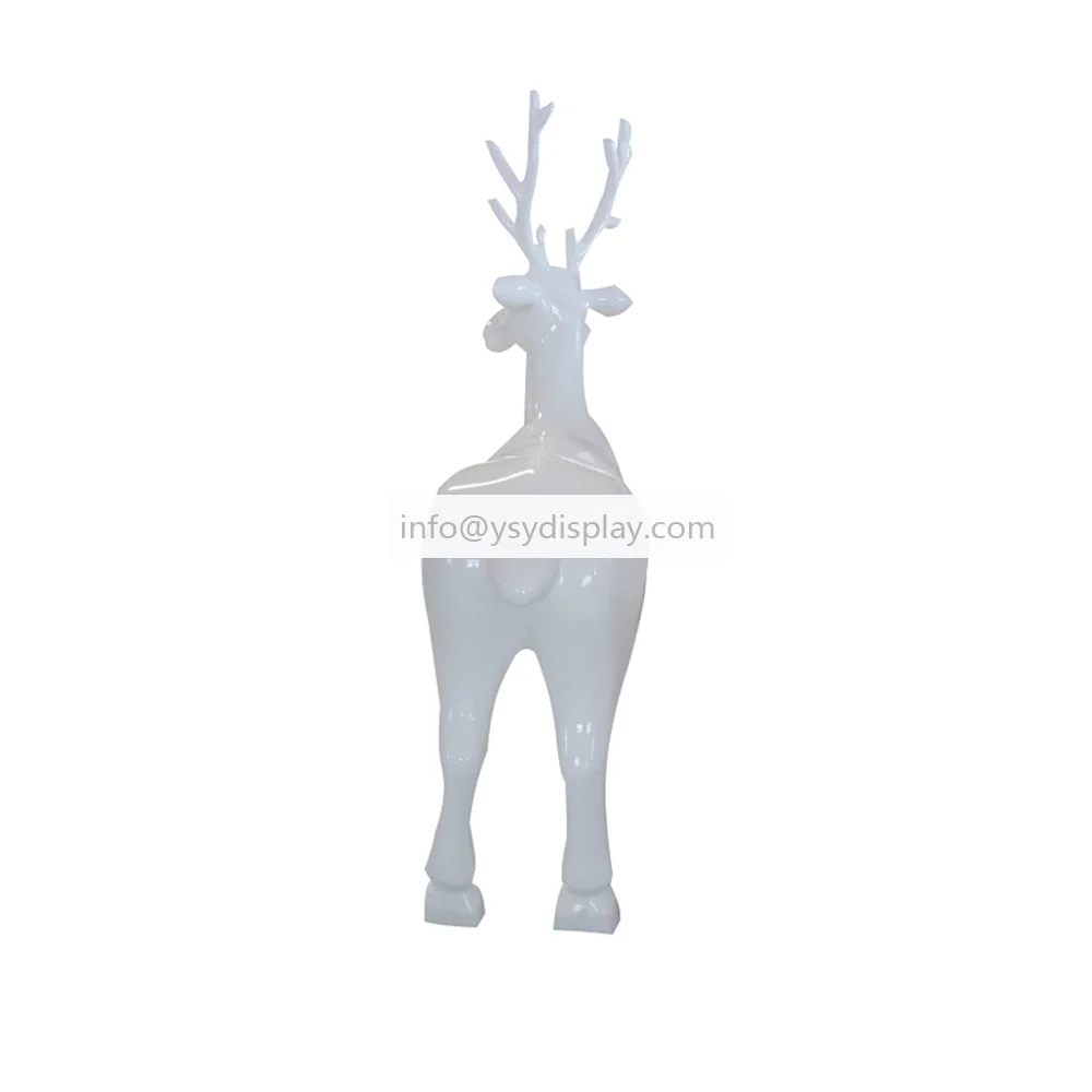 Modern art decoration home outdoor garden animal sculpture display life size christmas fiberglass white deer statue