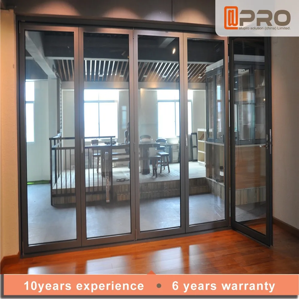 Customized 6 foot panel lowes sliding french exterior bifold door transparent aluminium bi folding door exterior Folding door