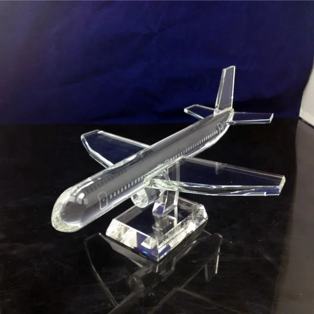 2023 The latest unique fashion aircraft model crystal glass high quality transparent crystal for business gifts