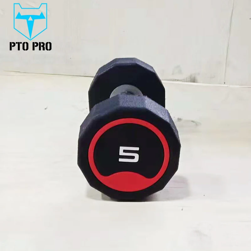 Fitness room professional customized high-grade rubber/PU dumbbell twelve-sided dumbbell