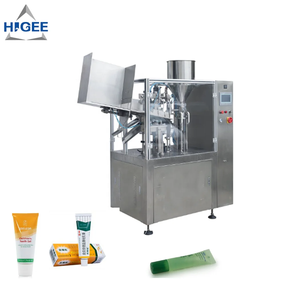 Toothpaste tube filling machine and sealing machine with cream lotion bottling equipment with  spray shampoo