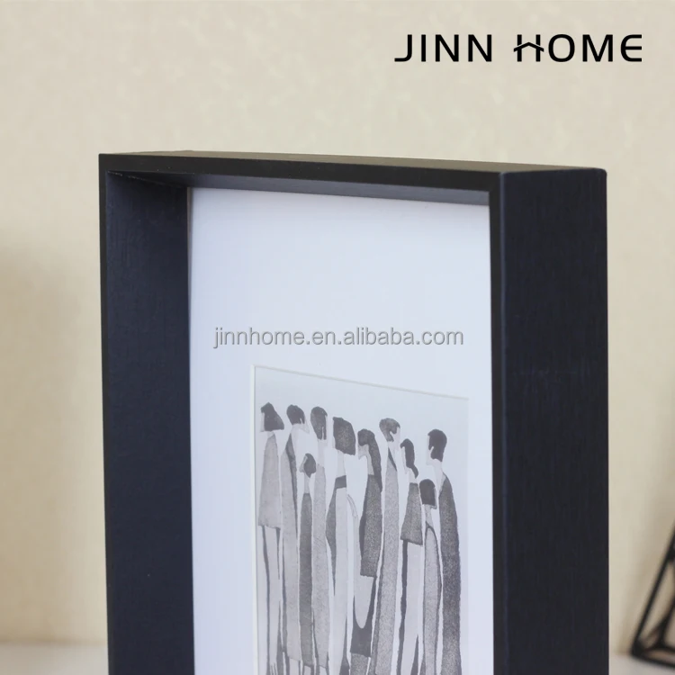 
3 D Shadow Box Black Dark Photo frame Picture Frames Set Wall Gallery Collage Frames with Hanging Template 