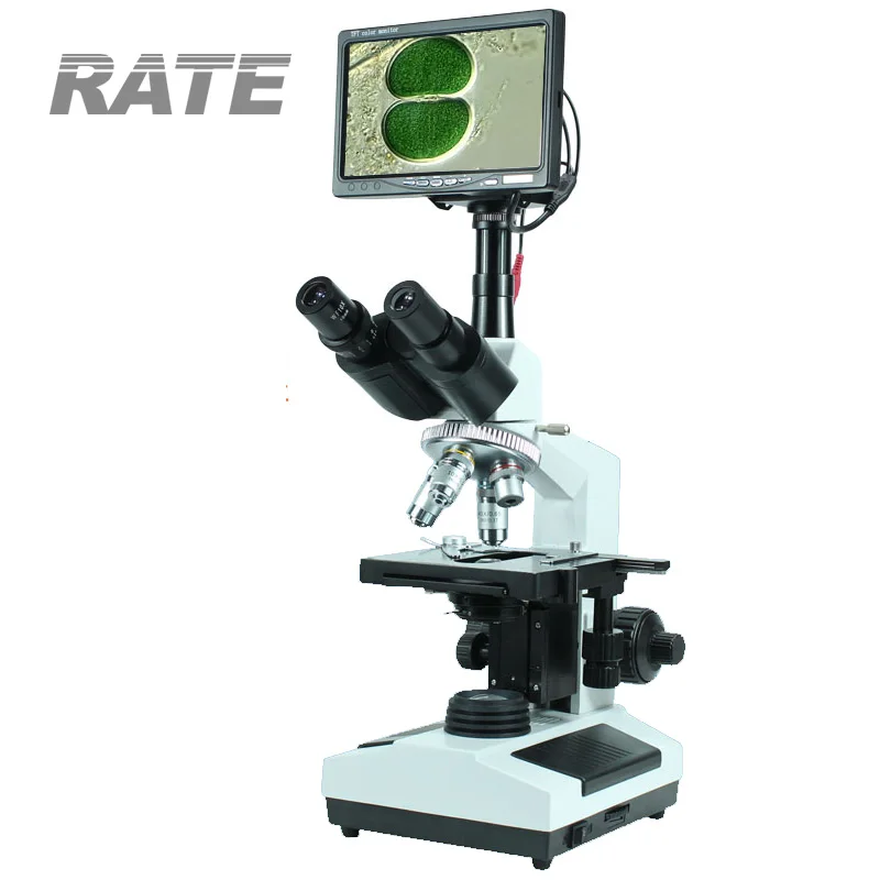 Optical High Resolution Video Trinocular Microscope With LCD Display Algae Sperm Detection