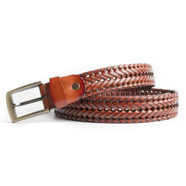 Мужские Плетеные Ремни из натуральной кожи для джинсов