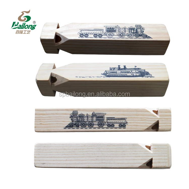 Direct factory custom logo souvenirs and gift set for tourist kids toy wood train whistle