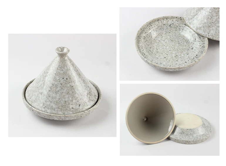 
Custom logo round stoneware tajine moroccan tagines with conical lid 