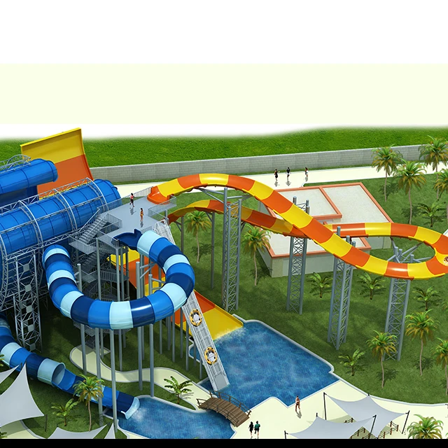 Outdoor Yellow / Green Water Park Rides For Water Theme Playground