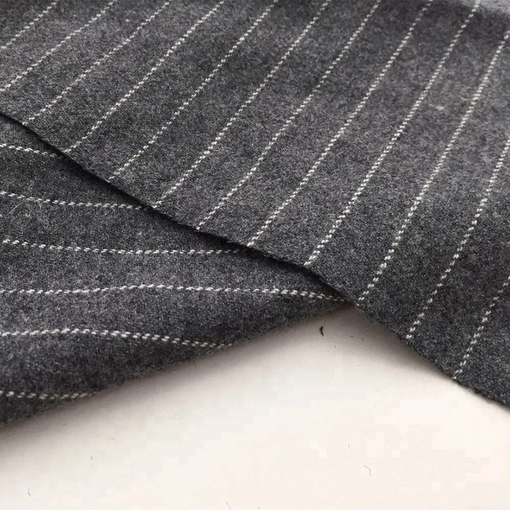 
Wool woven Stripe flannel melton fabric for shirt 