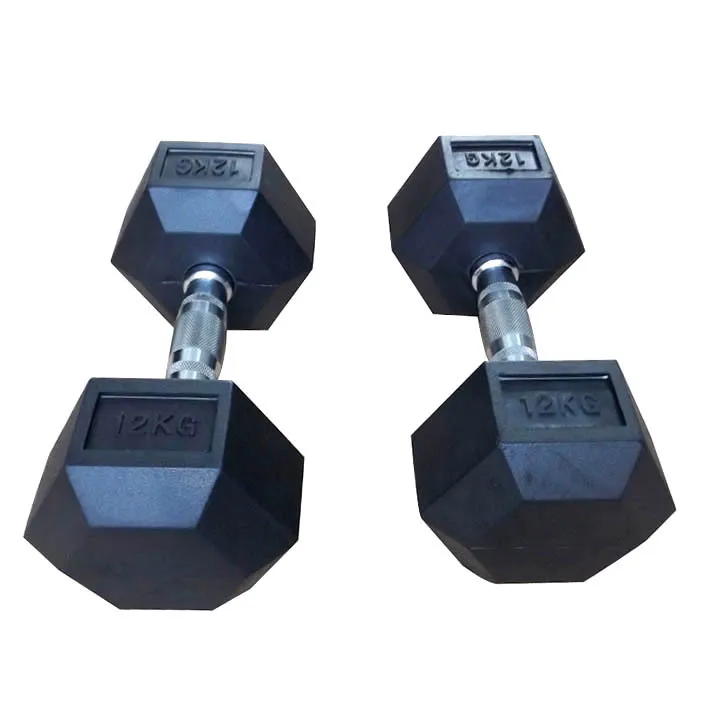 
12kg Hex Rubber Dumbbell for Professional Weight Training 