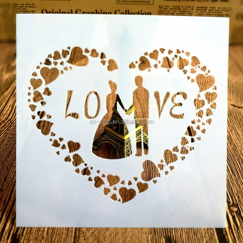 
New design Marry heart shape Stencil Set DIY Drawing Template for Diary Notebook Scrapbook Craft Projects 