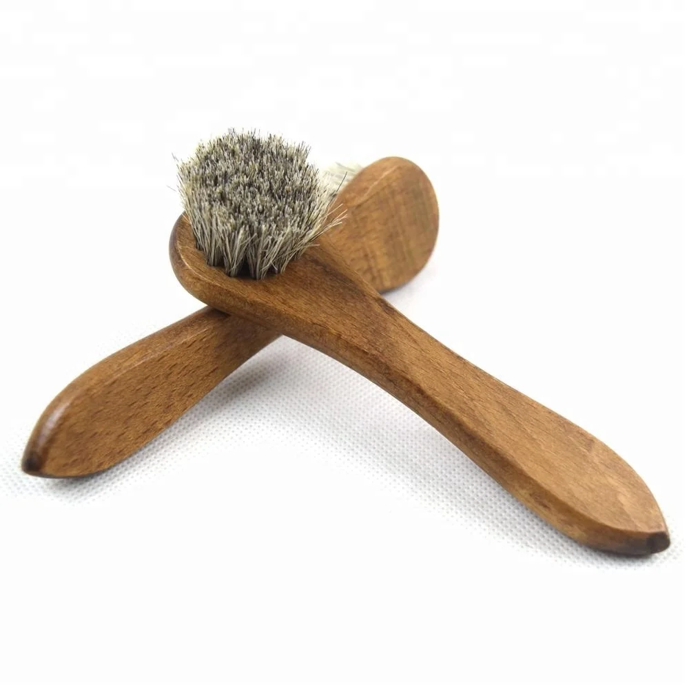 Newest Wooden Long Handle Horse Hair Shoe Brush  In Stock