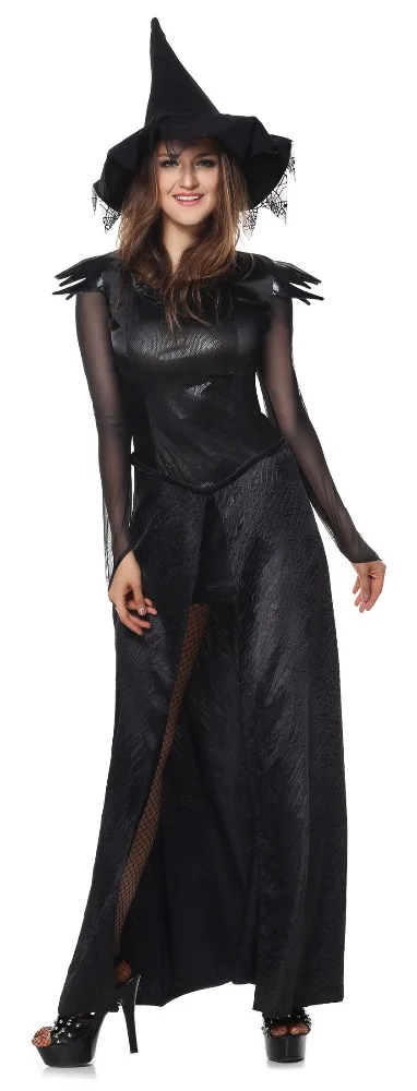 Китайский Фабричный сексуальный костюм на Хэллоуин, черный костюм ведьмы для взрослых женщин