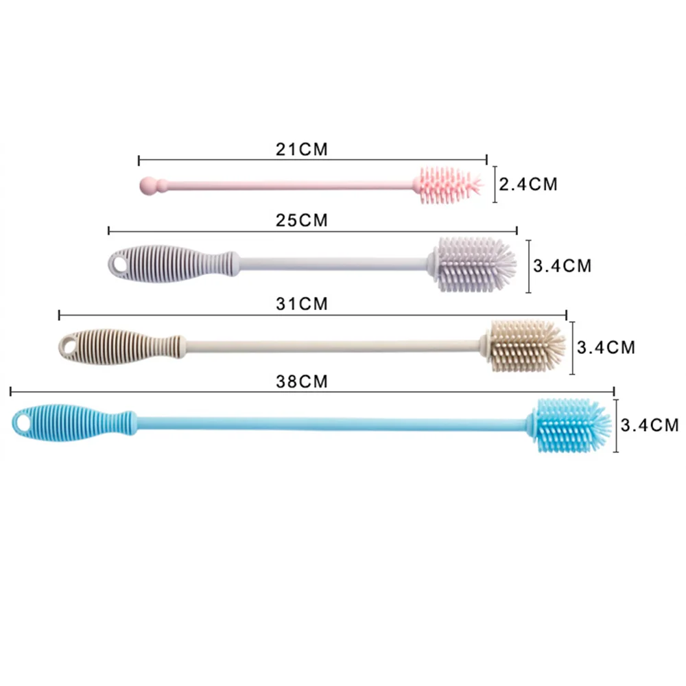 Силиконовая щетка для бутылки с длинной ручкой