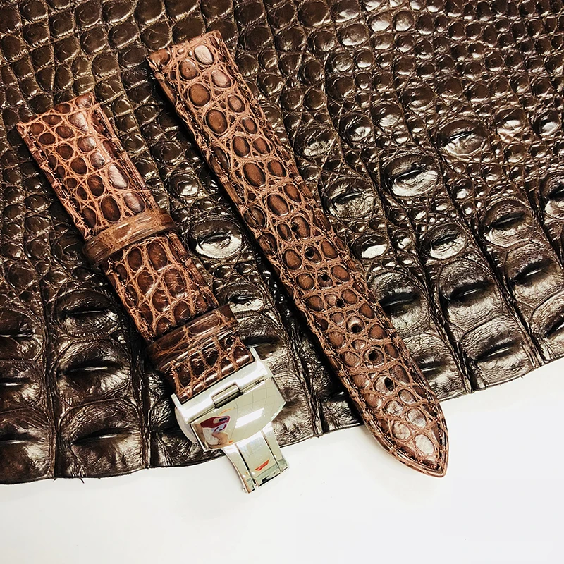 Brown Genuine Crocodile Leather Watch Strap Band Watch Belt Replacement