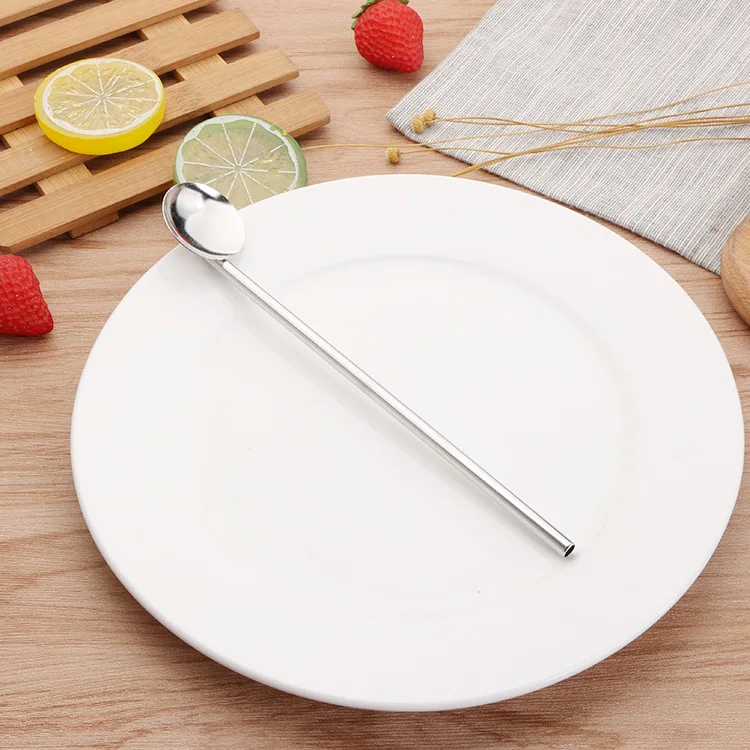 Eco-friendly Yerba Mate straw Bombilla Stainless Steel Drinking Straw Spoon