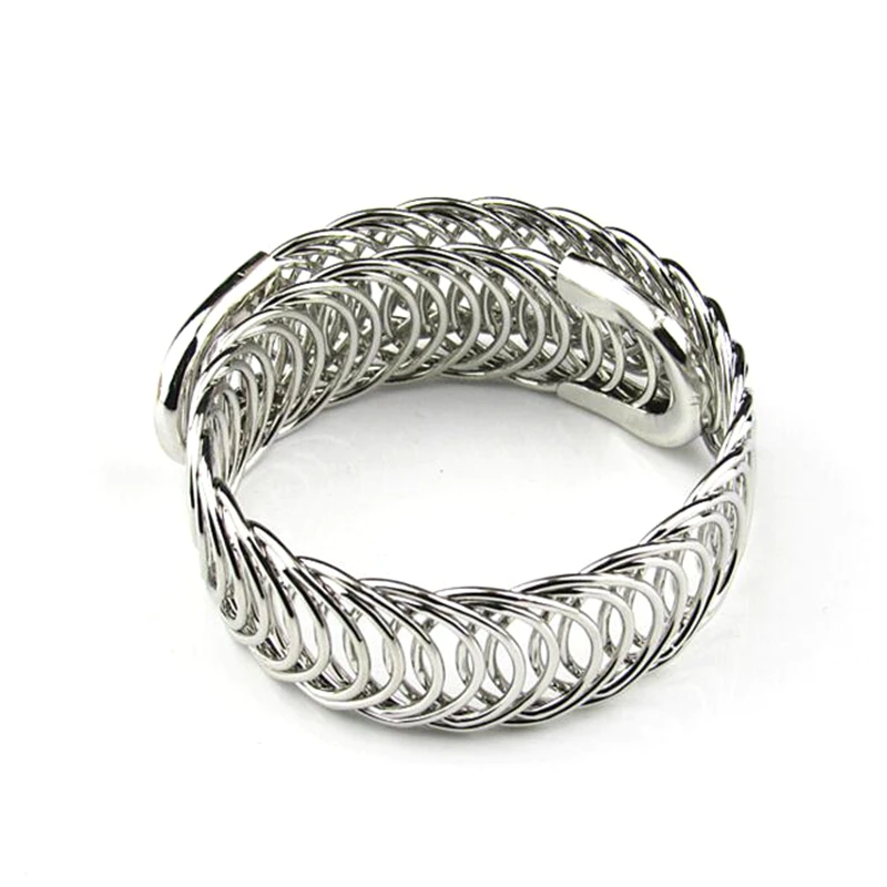 Hot Sale Iron Wire Charming Wave Silver Gold Plated Bangle Bracelet Thick Women Men Bracelet