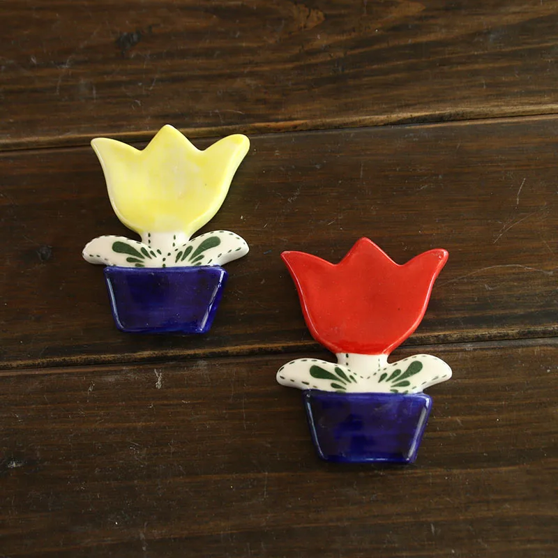 Ceramic tulip refrigerator fridge magnet decoration