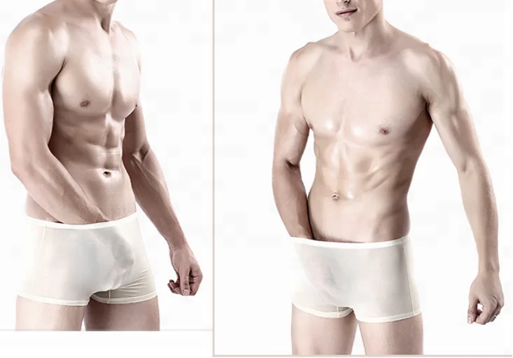 Man seamless boxer nylon and spandex underwear for male solid color