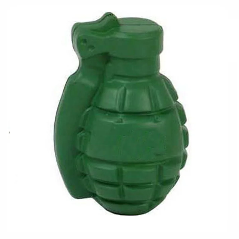 Custom logo  Pu Foam Anti Stress Grenade Shaped Ball Green Mine Bombs