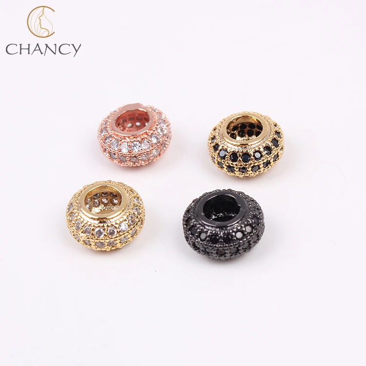 
Charm jewelry findings accessories cz stone round spacer beads for bracelet 