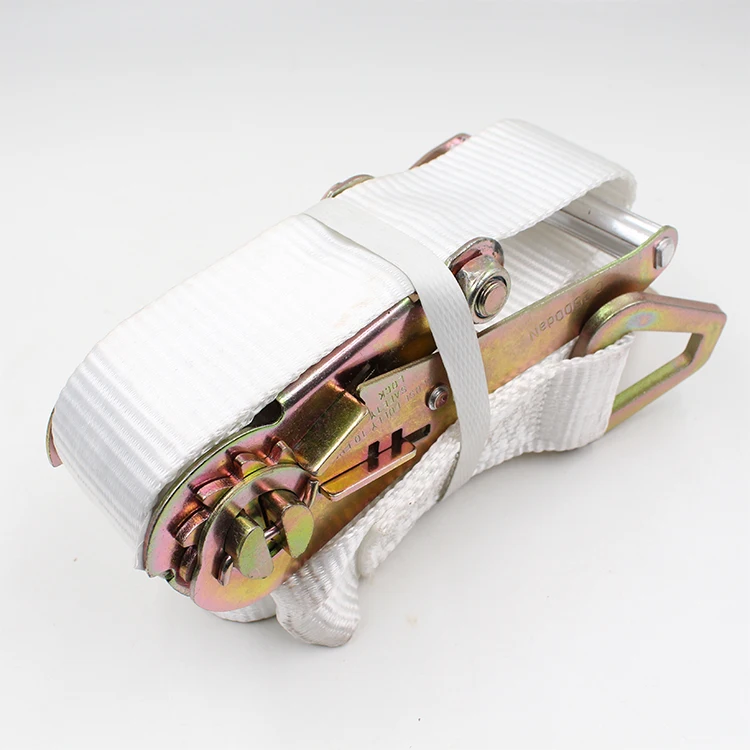 NingBo Heavy Duty Retractable Tie Downs White Ratchet Straps Cargo Lashing Belt Straps With J Hooks