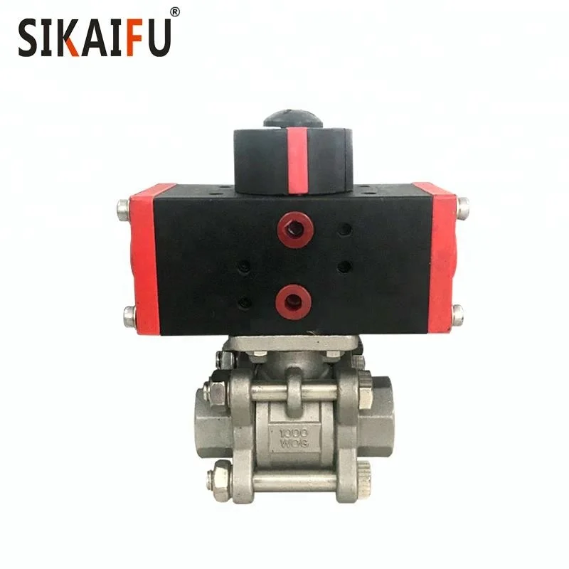 DN15 Stainless Steel 304 Pneumatic Actuator 3pc Ball Valve