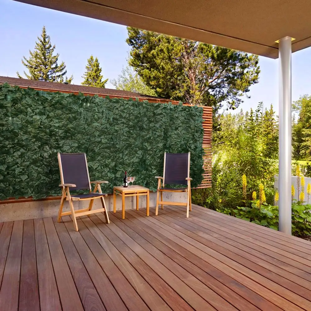 High Quality Cheap UV Artificial Leaf Fence Faux Ivy Leaf Fence for Covering Garden Wall Decoration Dark Green , Light Green