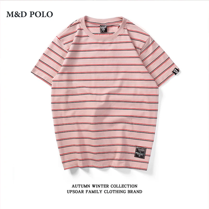 Wholesale 100% Cotton Custom Promotional Plain Collar Neck Ringspun Short Sleeves Green Stripe t shirt