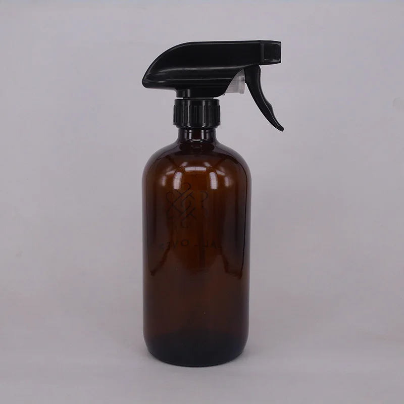 
500ml Amber Brown Boston Glass Trigger Spray Bottles With Sprayer For Cleaner And Essential Oil 