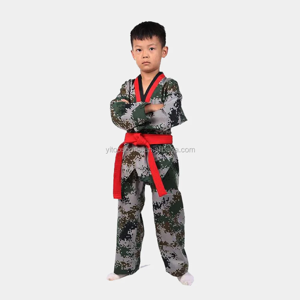 cotton martial arts supplies short sleeve wtf taekwondo suits Camouflage clothing taekwondo uniform