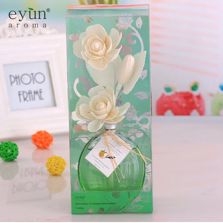 Wedding favor gift fresh air rose scent elegant glass bottle reed diffuser set