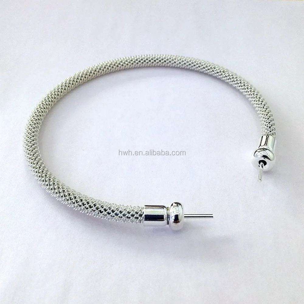 Mesh Bangle Round Shape Sterling Silver 925 for Pearl Jewelry