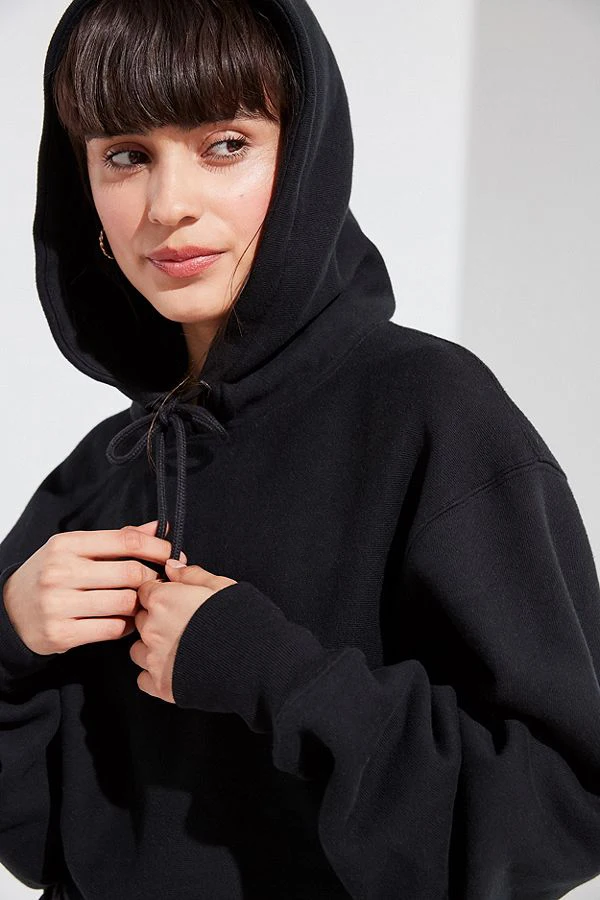 Женская толстовка с капюшоном, черная укороченная толстовка из 2020 хлопка с длинным рукавом, 100%