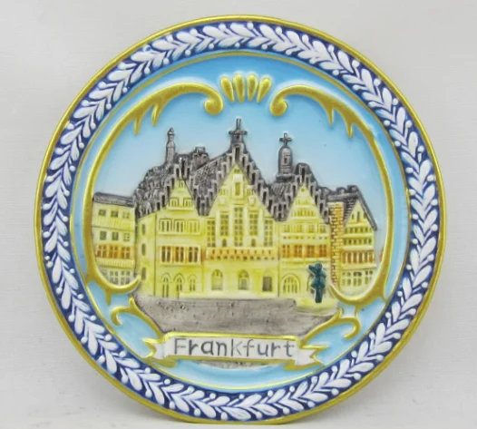 Wall hanging collectable hard dolomite Turkey style souvenir gift plate for table decor