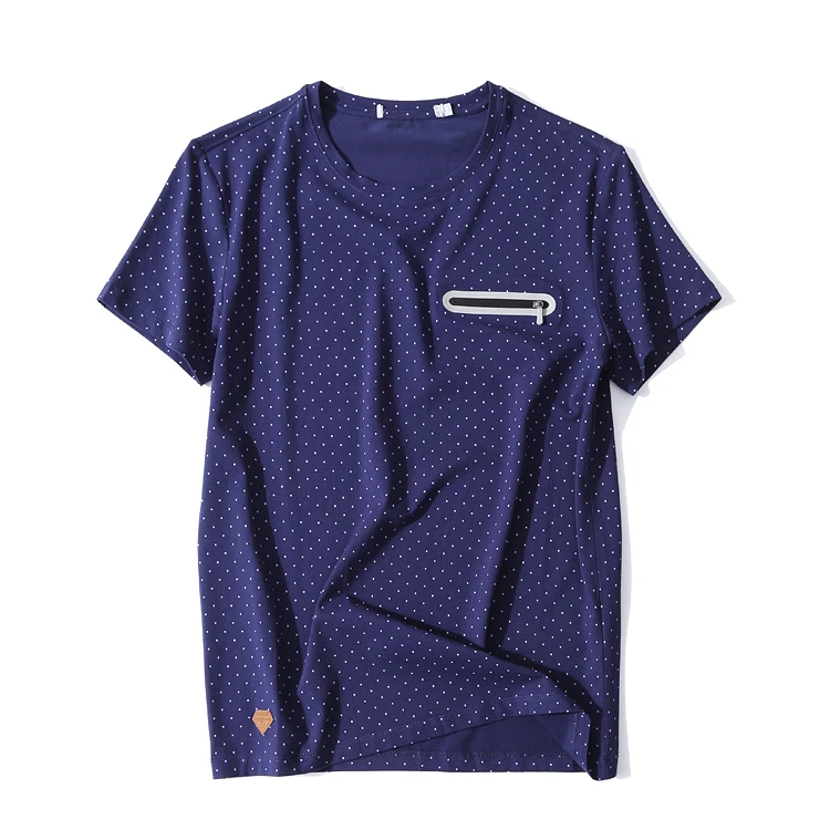 korean style summer clothes t-shirt cotton mens polka dot t shirt with pocket