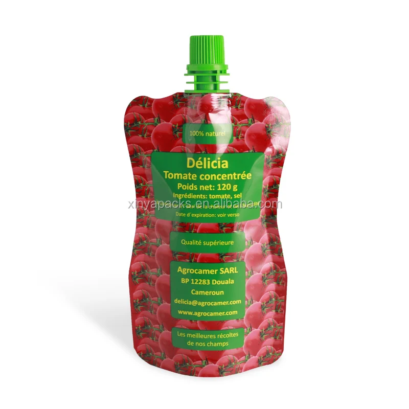 China manufacture organic stand up pouch  plastic tomato sauce bags with zipper