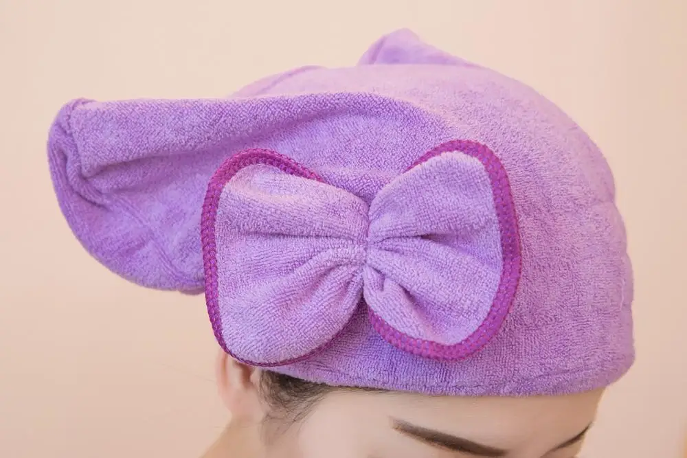 Разноцветный тюрбан для сушки головной убор для ванны полотенце из микрофибры для сушки волос, дизайн банта Быстросохнущий головной убор для ванны