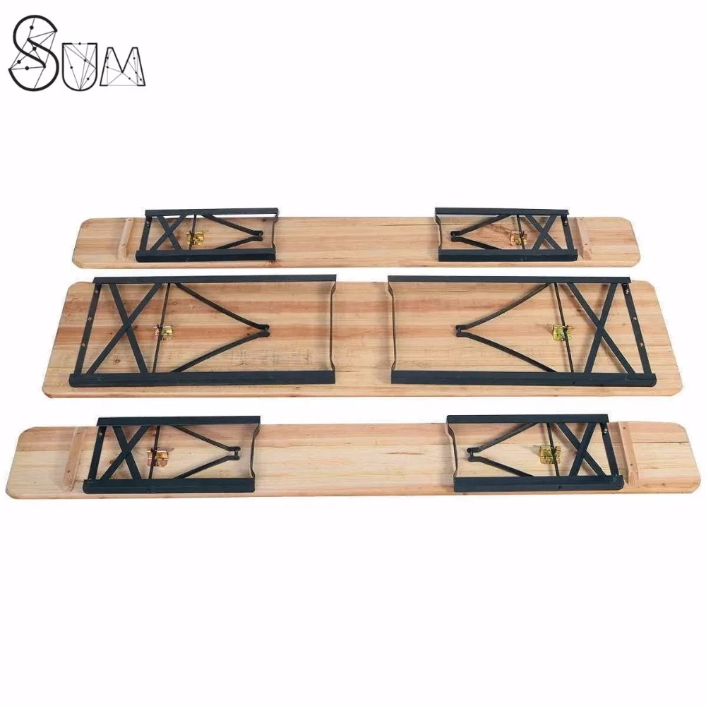 Beer table foldable from proheim 177 cm - 3-piece beer bank set foldable out of wood