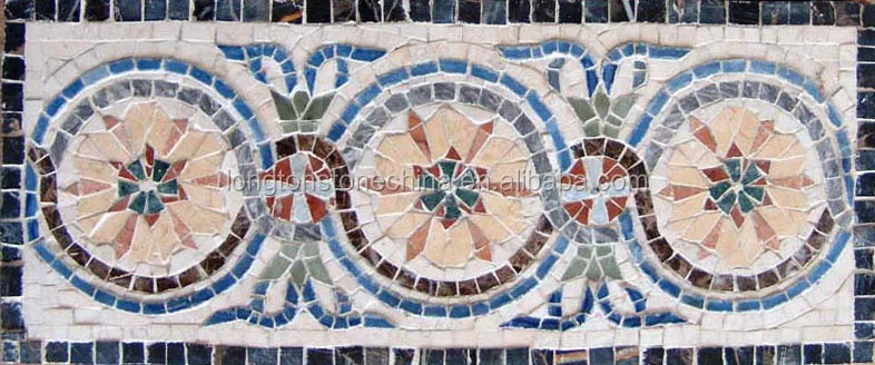 Braided Rope Pattern Abstract Design Art Marble Roman Border Mosaic Tile